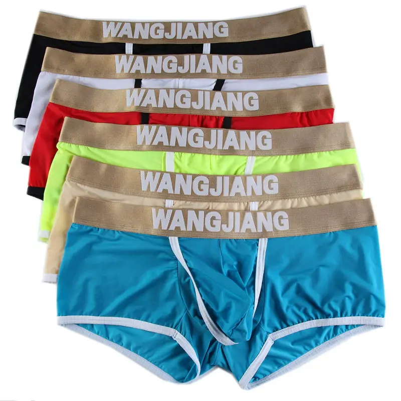 6 шт./лот дышащее нижнее белье трусы сексуальные мужские боксеры Ice Silk с низкой