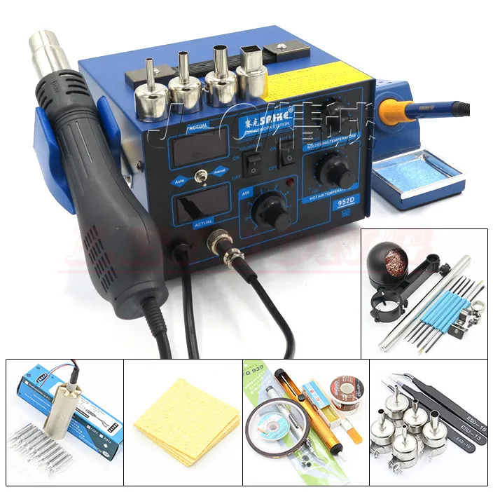 Станция паяльная Saike 952D 110 В или 220 700 Вт 2 в 1|station soldering|station hot air gunstation solder |