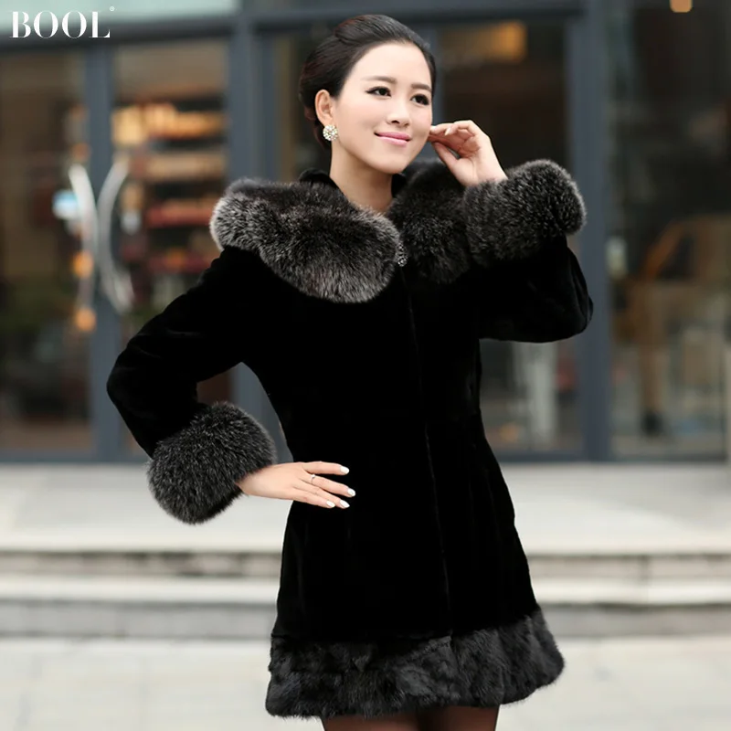 2017 зимние женские натуральный настоящий мех кролика пальто с капюшоном и рукавом