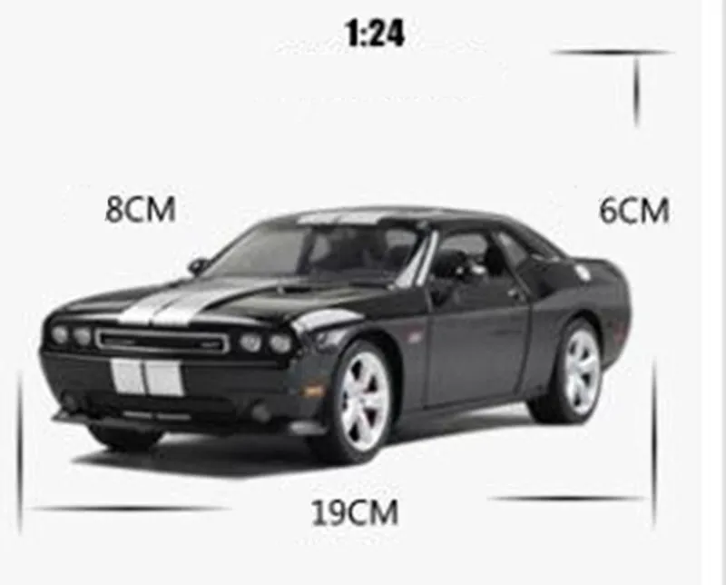Автомобиль из сплава 1:24 модель автомобиля dodge challenger с высокой симуляцией