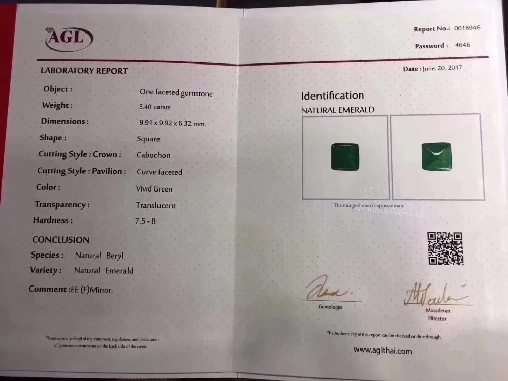 AGL Fine Jewelry сертификат Настоящее 18 к белое золото AU750 натуральный зеленый изумруд 5.4ct подвески из драгоценных камней для милое Женское Ожерелье