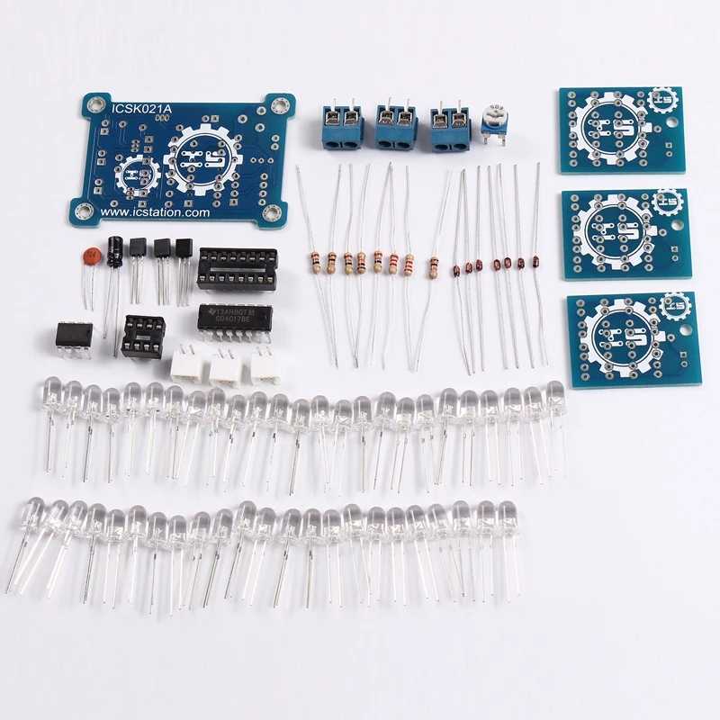 CD4017 + NE555 детонации вспышки света DIY Kit светодиодные свет электронная схема|electronic