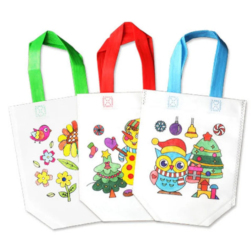 

Children's DIY Environmental Protection Graffiti Bags Early Learning Kindergarten Hand Painting Puzzle Colorful Gifts New