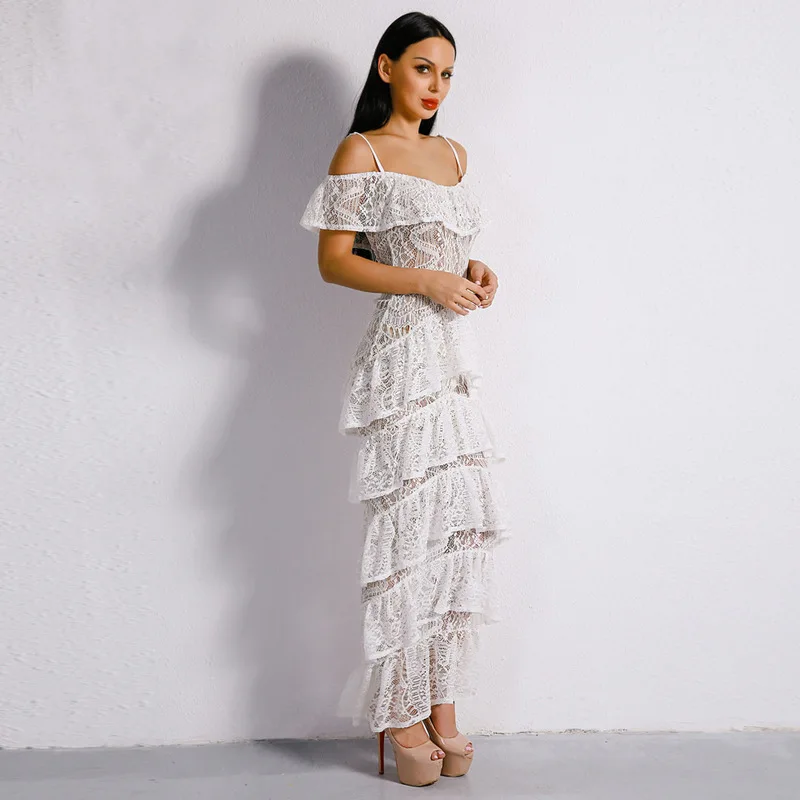 MUXU/белое кружевное платье с открытой спиной на бретелях vestidos женская одежда