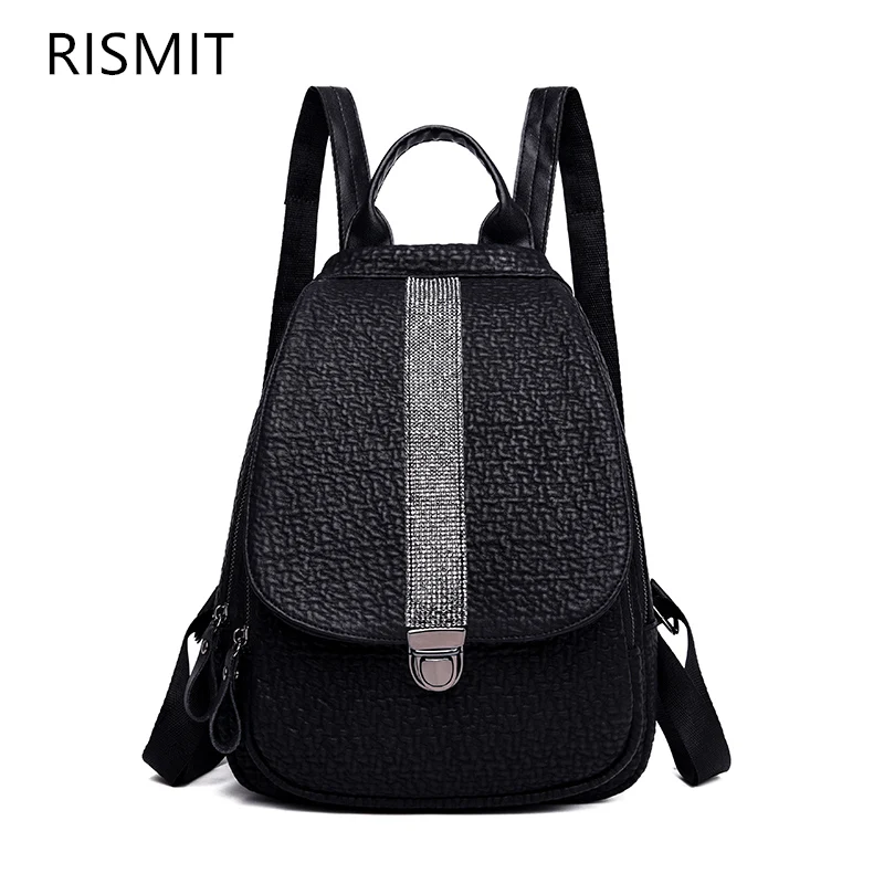 RISMIT Кожаный Рюкзак Школьная Сумка для женщин 2019 студентов многофункциональные