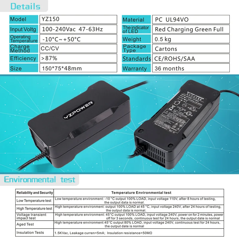 Зарядное устройство YZPOWER для литий полимерных аккумуляторов 29 4 в 5 А|battery charger|lithium
