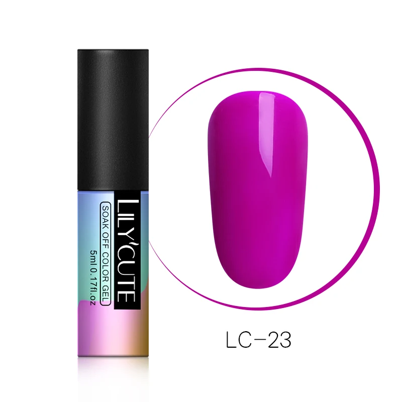 Pure Color LC-23 LILYCUTE, 5 мл, 3D рельефный Гель-лак для ногтей, рисунок для резьбы, впитывающий УФ-гель, белый, черный, серебристый цвет, гель для ногтей, сделай сам - Цвет: Pure Color LC-23