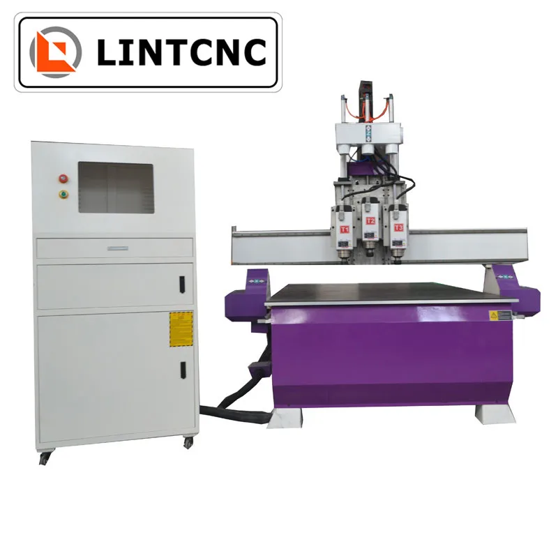 Пневматический вакуумный стол с тремя головками фрезерный станок ЧПУ 1325