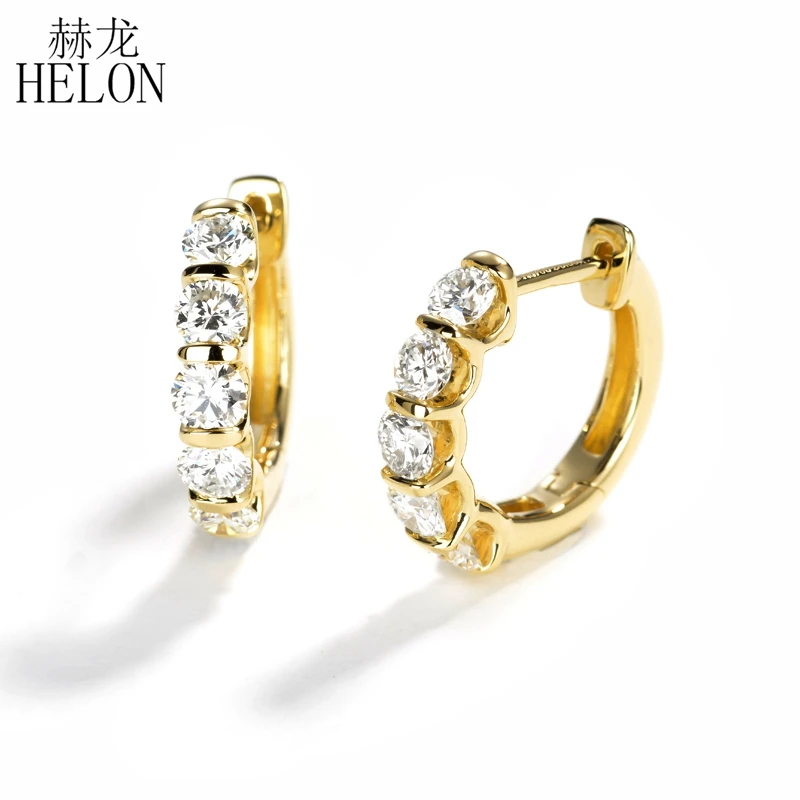 Серьги HELON с муассанитом из настоящего желтого золота 14 к круглые серьги