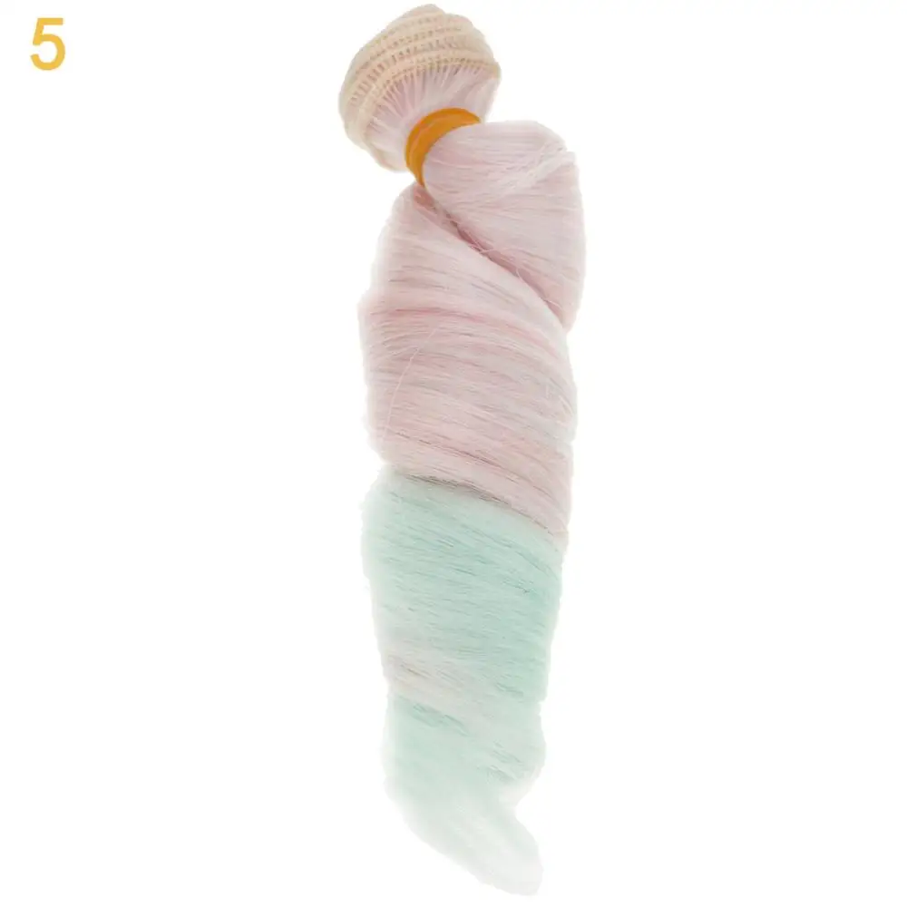 Color 5 1X DIY аксессуары 15 см* 100 см длинные волнистые кудрявые куклы градиент цвета парик волос для 1/3 1/4 1/6 1/12 SD BJD куклы парики - Цвет: Color 5