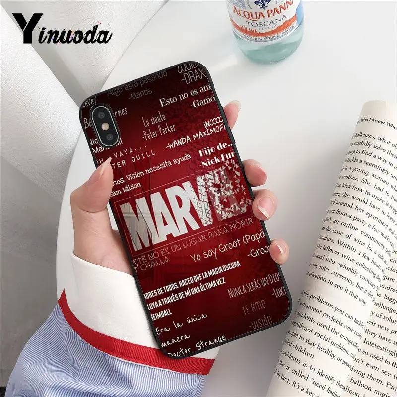 Yinuoda Marvel логотип Мстители черный ТПУ мягкий чехол для телефона iPhone 8 7 6 6S Plus X XS MAX 5 5S