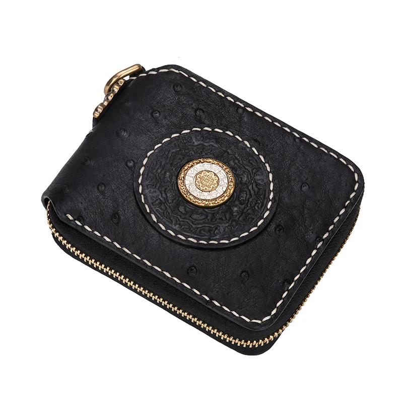 Короткие Кошельки ручной работы из коровьей кожи страуса кошельки клатч для