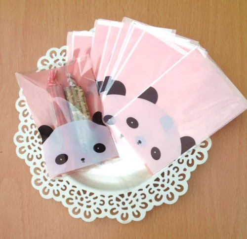 800 розовый панда целлофановый печенье мешок пластиковое прозрачное