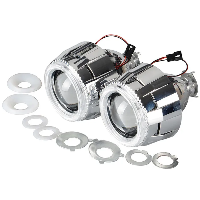 2,5 дюйма 35 Вт LHD HID линзы проектора bi xenon фары 6000 К с CCFL Белый Ангел глаз серебряный кожух H4 H7 адаптеры балласт