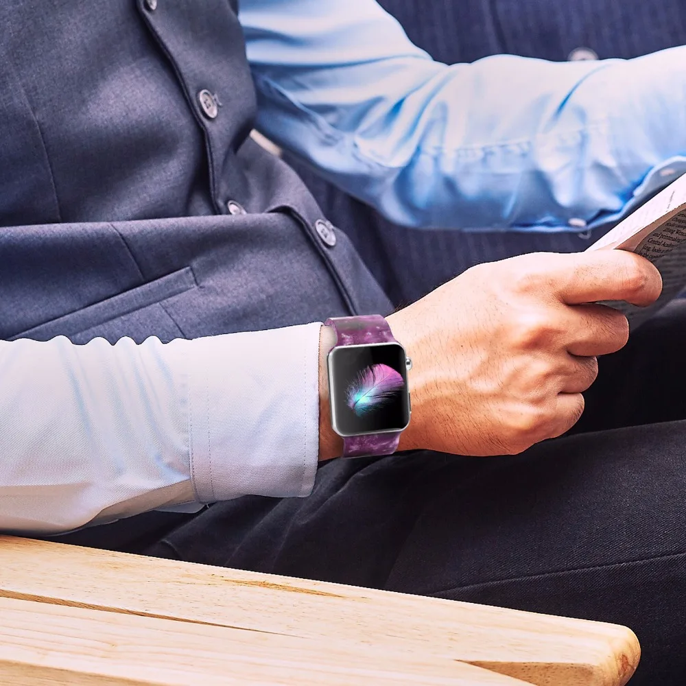 Цветной спортивный ремешок Bemorcabo с принтом для часов Apple Watch серии 4 3 2 1 ремешок для часов 44 мм 40 мм 38 мм 42 мм браслет для часов
