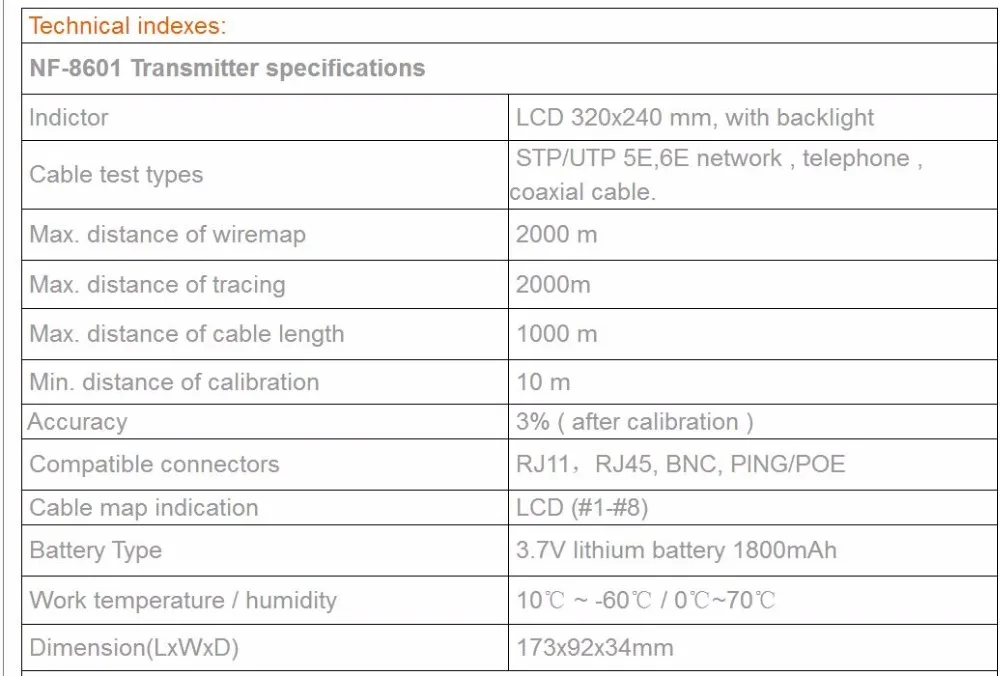 NF-8601 Многофункциональный сетевой Кабельный тестер ЖК-дисплей длина кабеля измеритель точки останова тестер RJ45 телефонная линия проверка US Plu