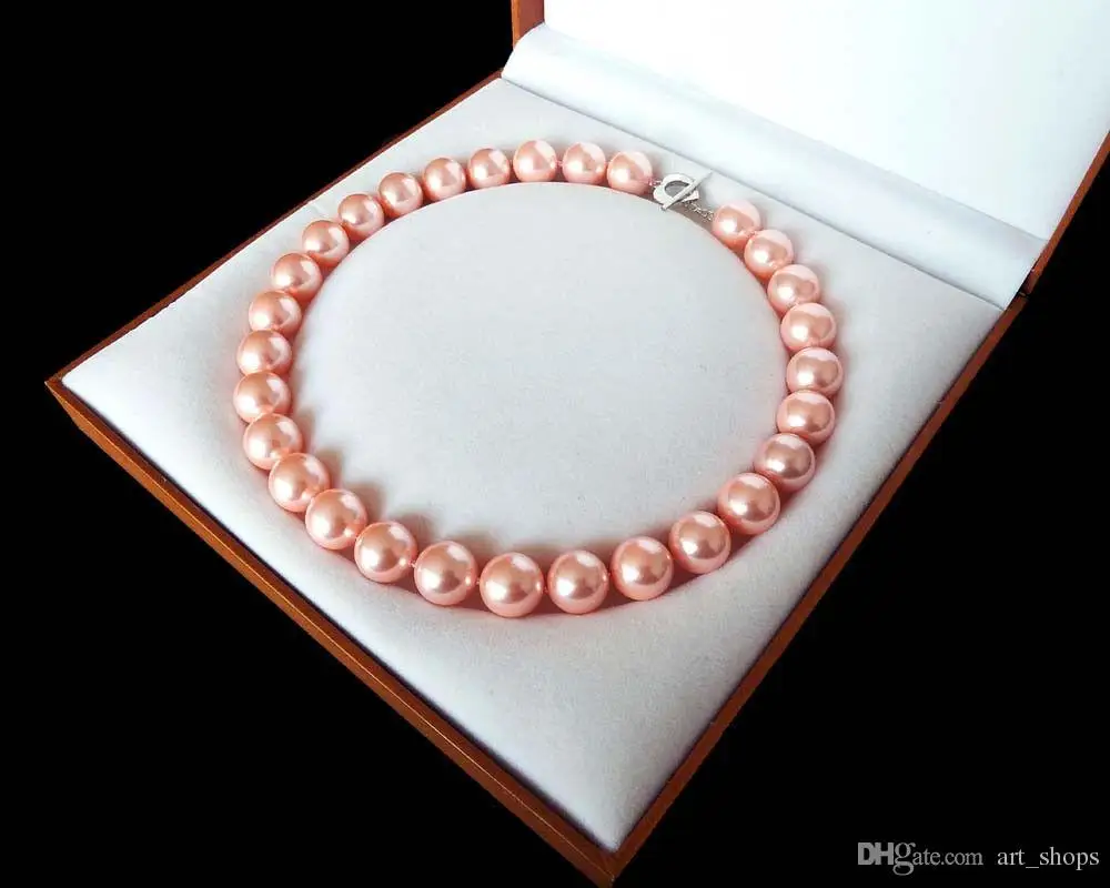 latest popular style AAA+16mm luxury fashion hot pink color shell pearl necklace | Украшения и аксессуары