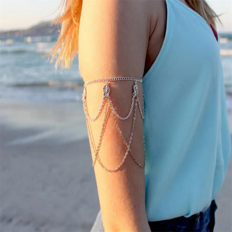Женская Бронзовая цепочка на руку женский браслет верхнюю сексуальные цепочки с