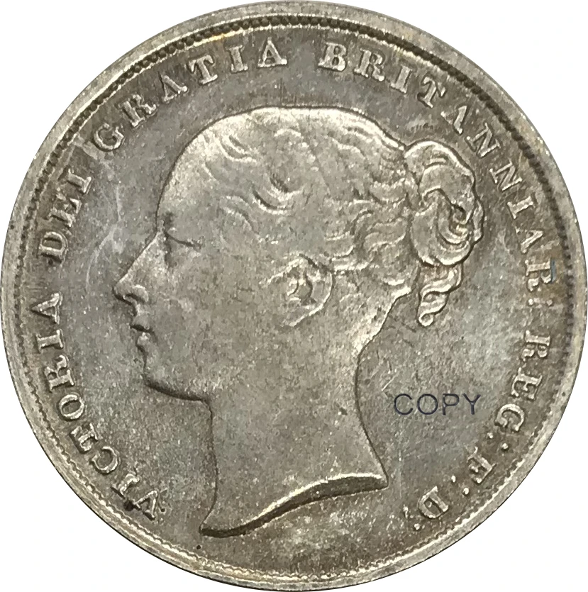 1839 Великобритания 1 одна шиллинга Виктория 1-й портрет молодая голова фотокопия