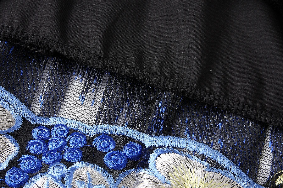 Женское кружевное платье ALPHALMODA с оборками на воротнике нежными цветами вышивкой