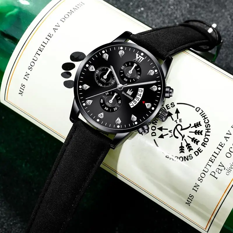 2019 модные спортивные часы для мужчин роскошный кожаный ремешок из нержавеющей