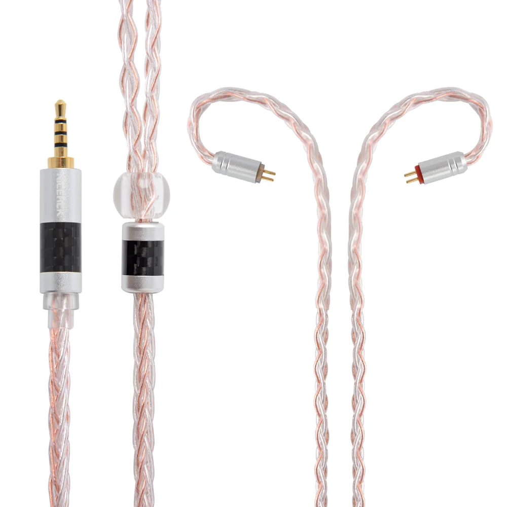 2.5mm plug with 2Pin NICEHCK 8 ядро Медь серебро смешанные кабель Тип C Тип-C/3,5/2,5/4,4 мм MMCX/2Pin для ZSX ZS10 C12 C16 V90 NICEHCK NX7 Pro/DB3/F3/M6 - Цвет: 2.5mm plug with 2Pin