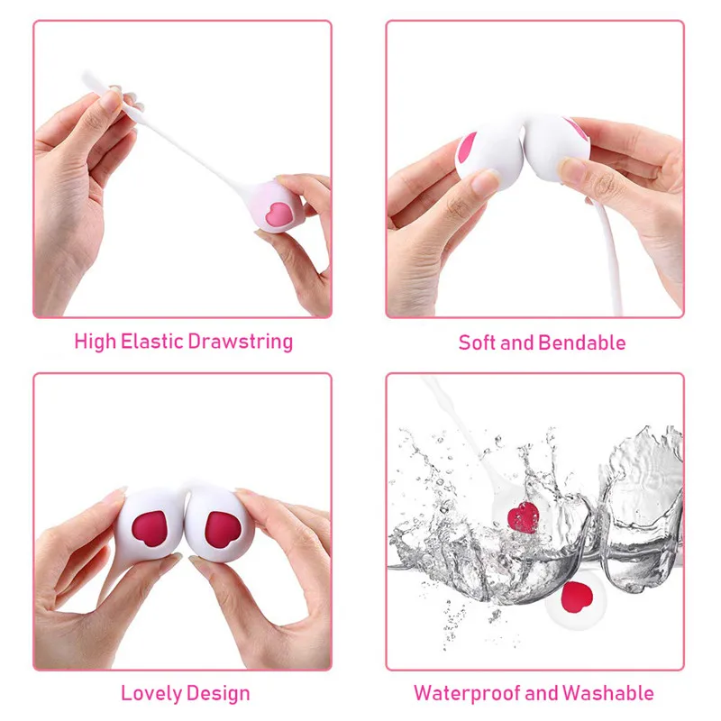 GUIMI 4pcs Vaginal Geisha Ball Love Heart Postpartum Recovery Vagina Tightening Exercise Silicone Kegel Balls Sex Toys for Woman |
