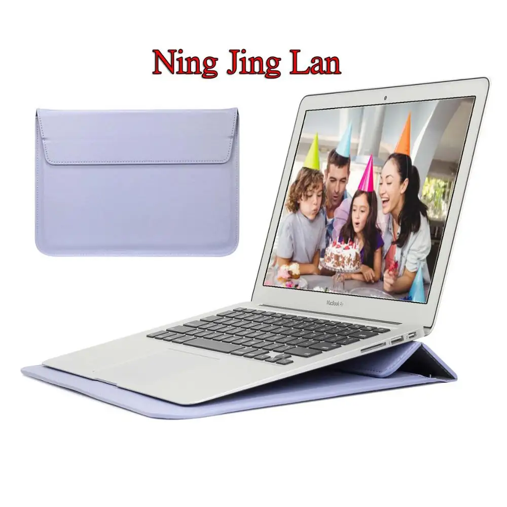 Защитная Кожаная сумка SDYGHHT для Macbook Air 13 Pro retina 12 13 15 чехол для ноутбука Macbook new Air 13 A1932 чехол-подставка - Цвет: Purple