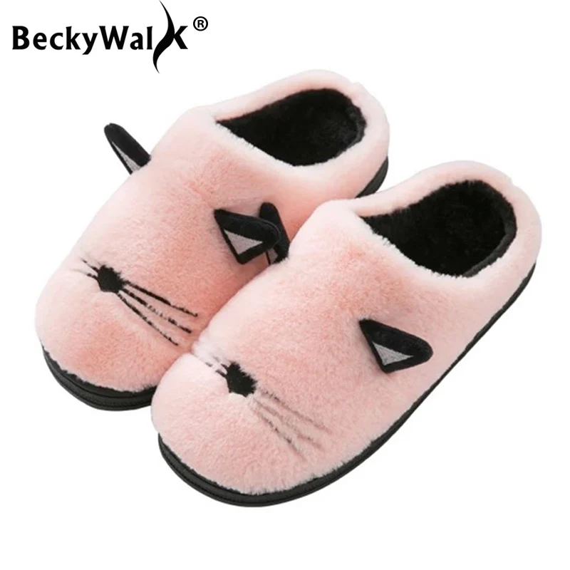 BeckyWalk/2020 теплые хлопковые детские тапочки Детская обувь для мальчиков Плюшевые