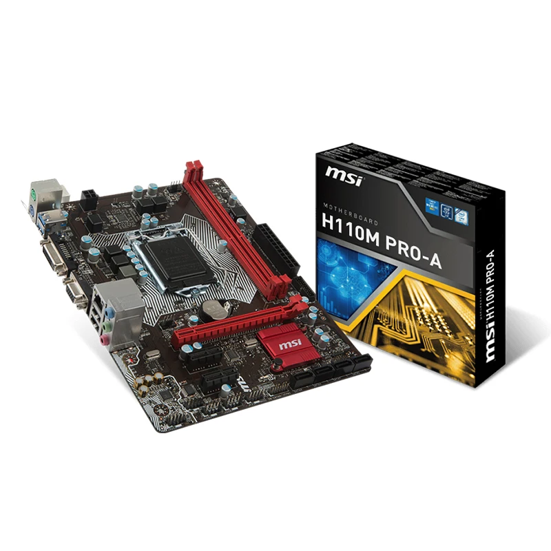 H110M PRO A материнская плата 32 ГБ i7 2133 мГц Intel H110 Чипсет 4 * SATA 6Bb/s 1 PCI 3 0 DVI D/VGA 2048*1536 @ 50 Гц