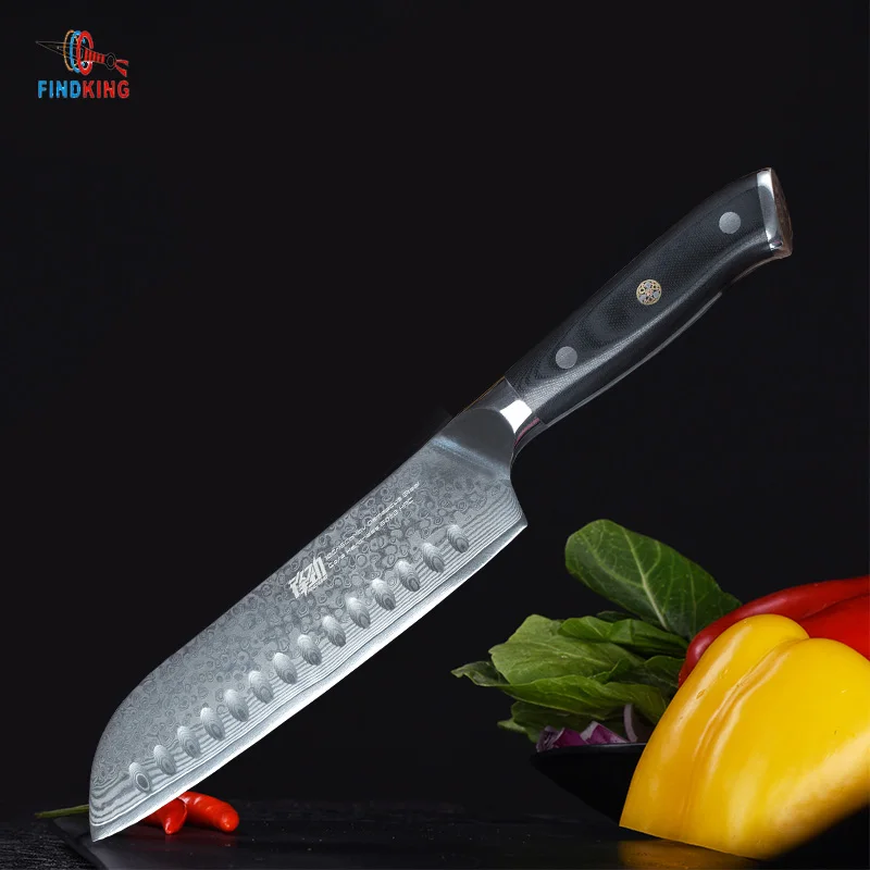 FINDKING G10 ручкой нож Дамаск 7 дюймовый японский santoku 67 слоев дамасской стали