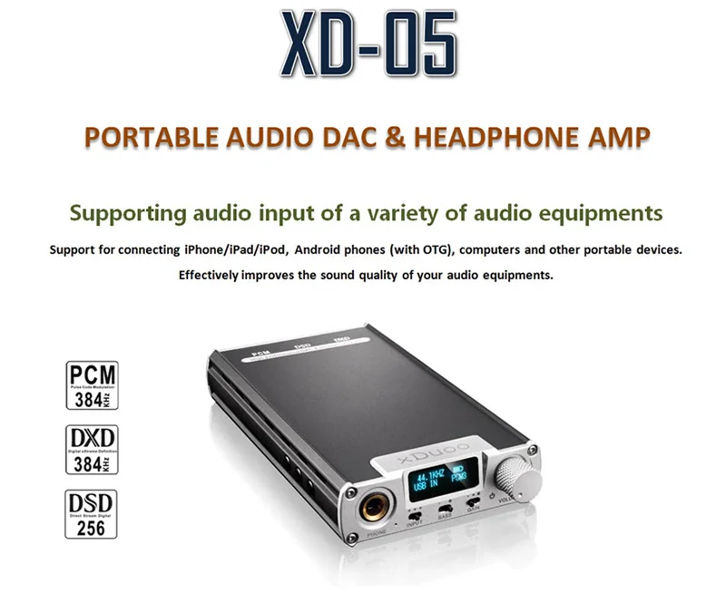 Xduoo xd-05 xd05 Портативный аудио ЦАП и усилитель для наушников нативный DSD 32bit/384 кГц OTG |
