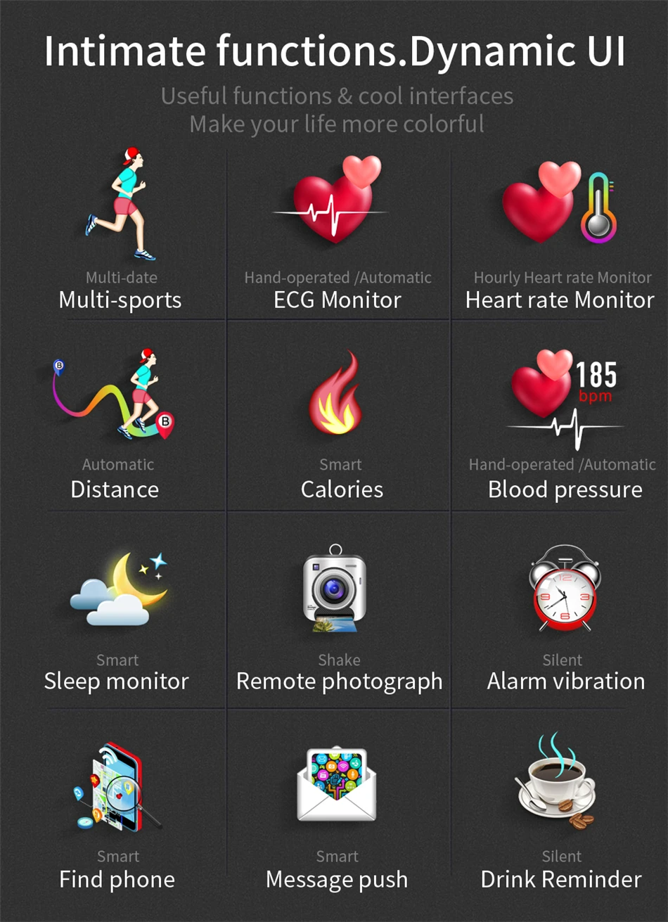 Смарт-часы для мужчин ECG PPG IP68 водонепроницаемый цветной экран пульсометр монитор давления напоминание о звонке спортивный браслет для мужчин
