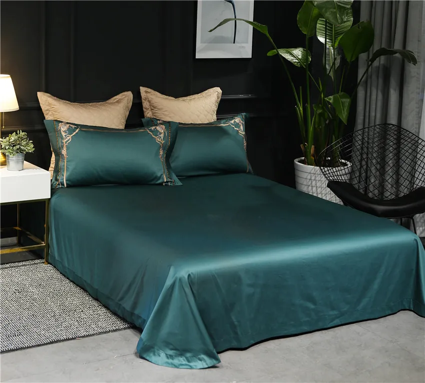 Зеленый Роскошный Королевский Постельное белье queen King size 4/5/7 шт набор постельного белья нежная вышивка пододеяльник льняные простыни для кровати, наволочками, Комплект постельного белья для очень больших и