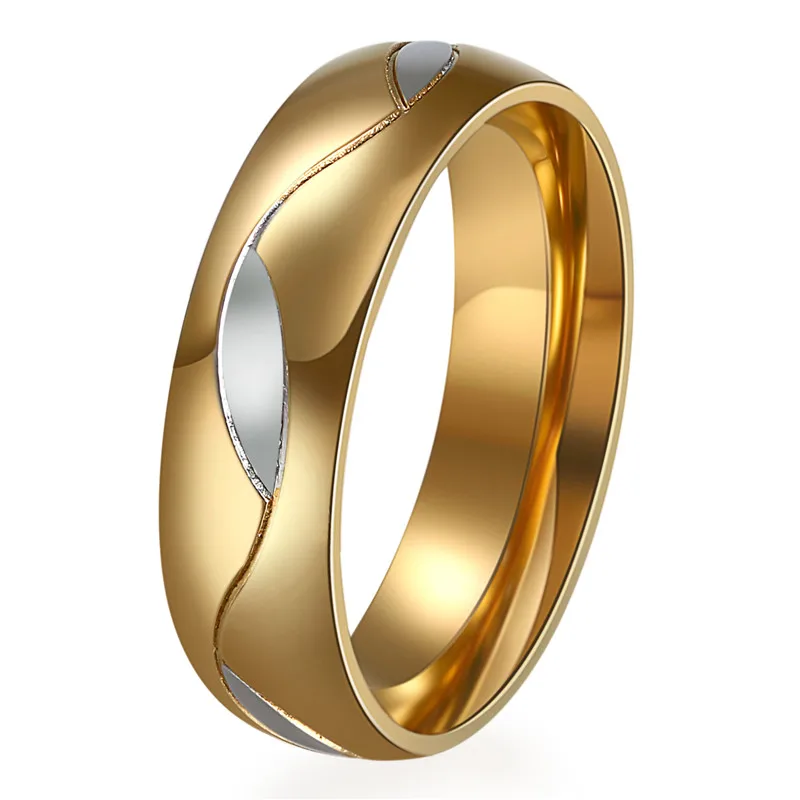 Boniskiss Wedding Ring For Women/Men Gold Color Love Engagement Couple Stainless Steel Lovers Jewelry New Anniversary Gift | Украшения и
