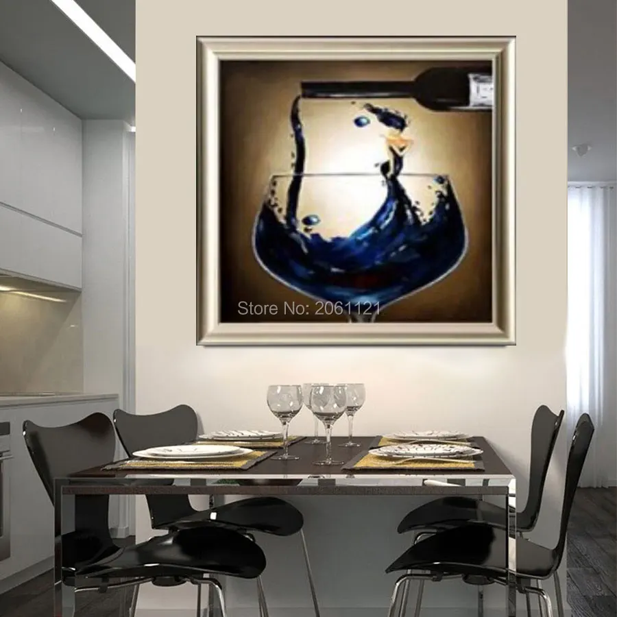 hand painted modern dining room decorative oil paintings champagne glass wall canvas art wine life painting picture decor | Дом и сад