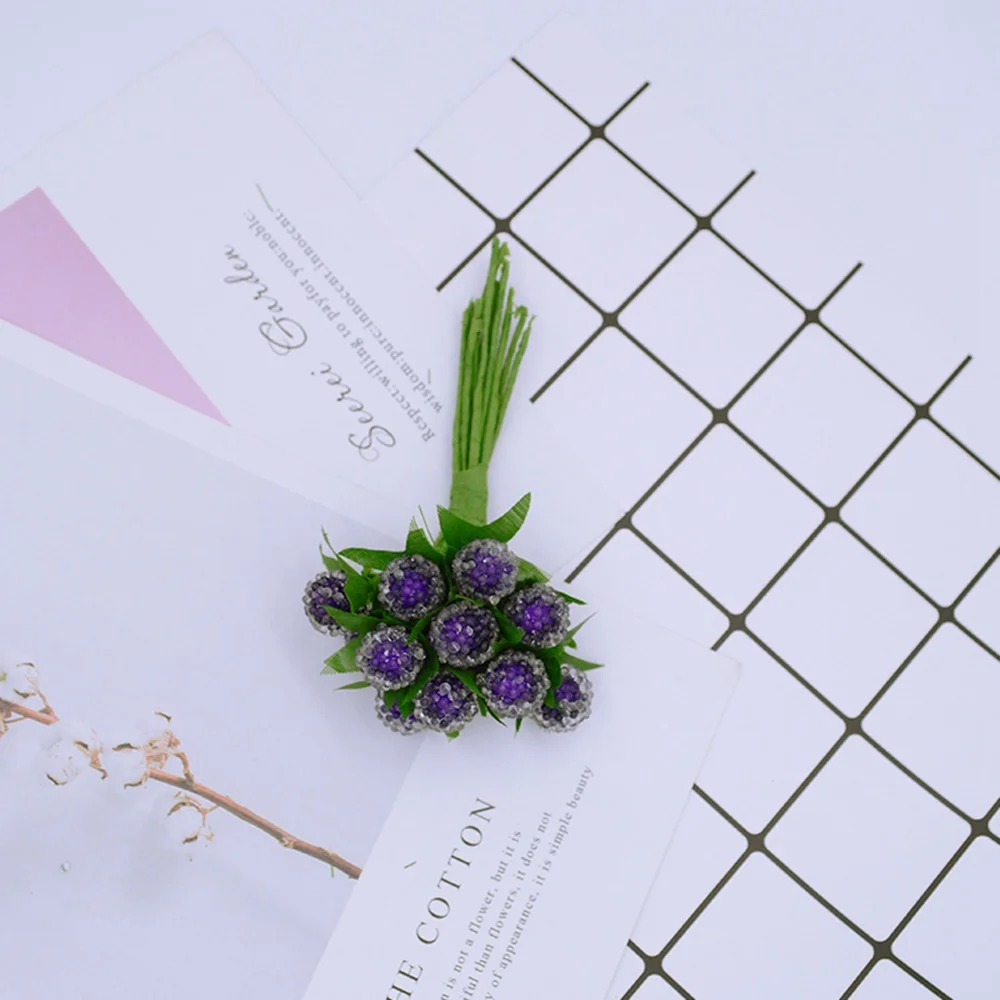 purple 12 шт. высокое качество поддельные пластиковые гранатовые растения diy Подарочная коробка Рождественские вечерние украшения для дома искусственные мини вишневые фрукты - Цвет: purple
