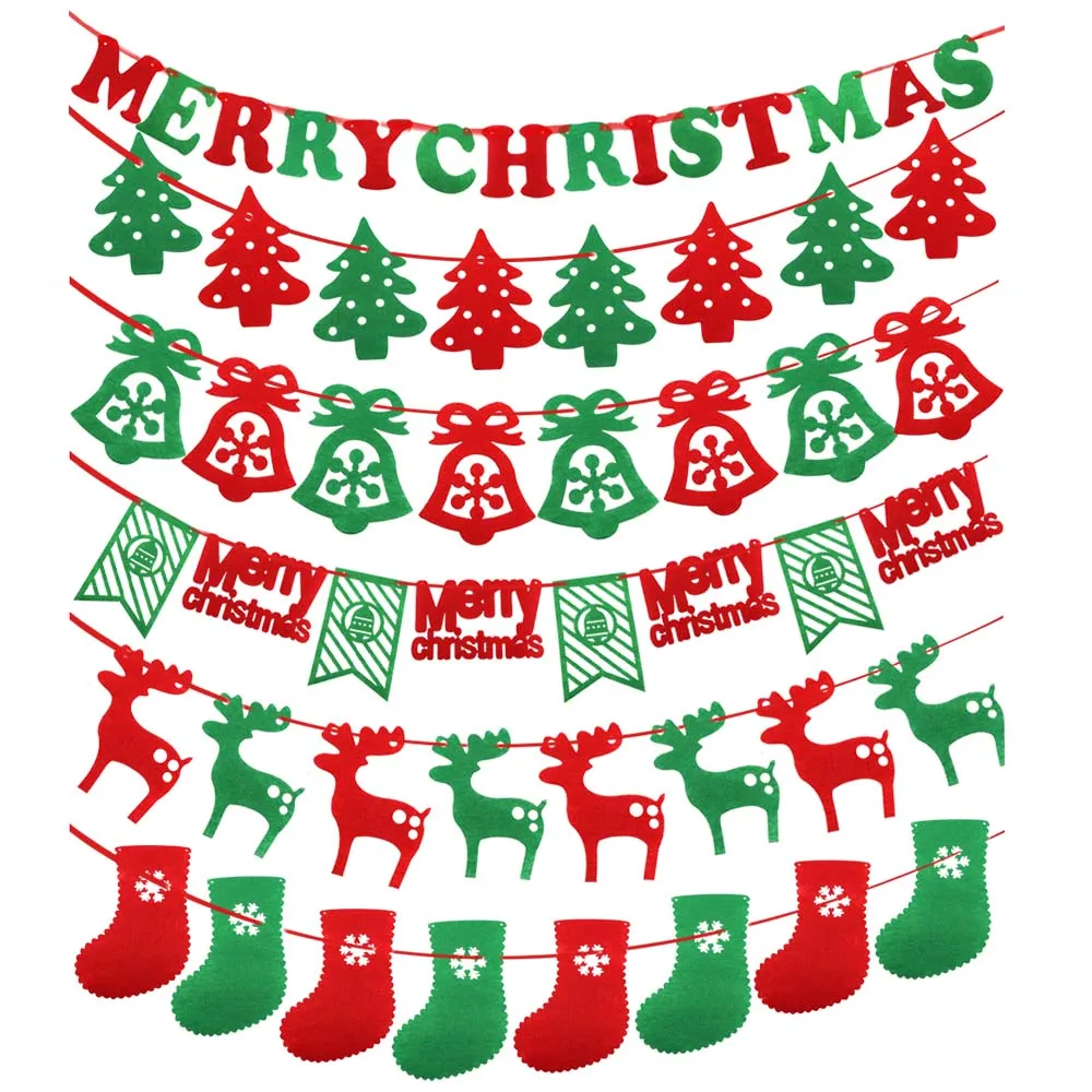 Hanging Flag Merry Christmas Bunting Garland Banner Shop Home navidad XMAS Party Decor christmas decorations for home decoratie | Дом и сад