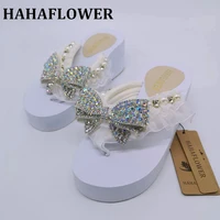 hahaflower large size 35 41 peep toe 6 5cm high heels women shoes pumps woman sweet bling platform bride slippers shoes woman