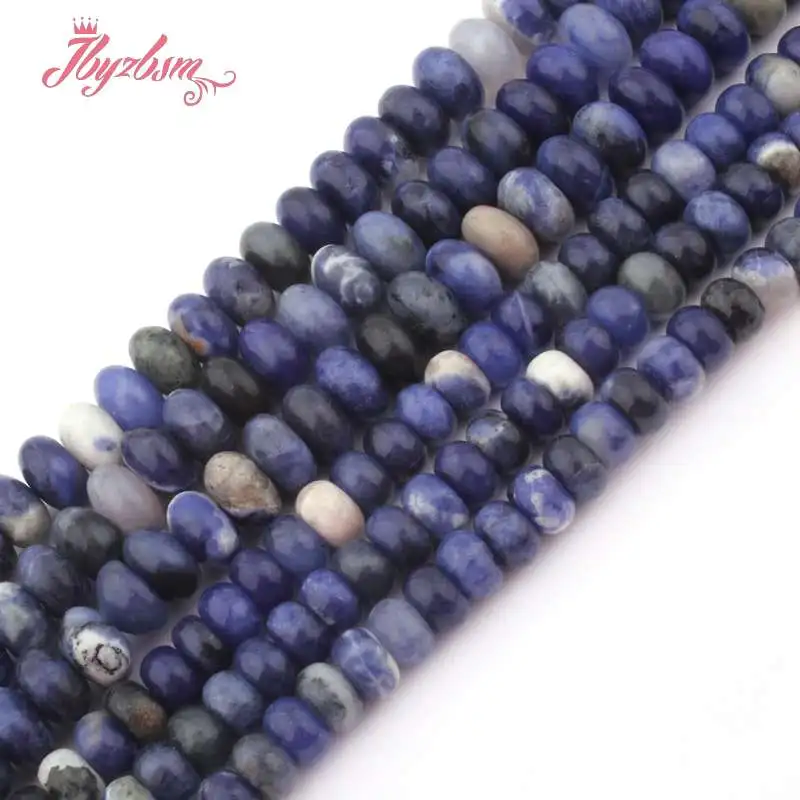 

3x6,4x8mm Rondelle Smooth Blue Sodalite Natural Stone Beads For DIY Necklace Bracelets Jewelry Making Loose 15" Free Shingpping
