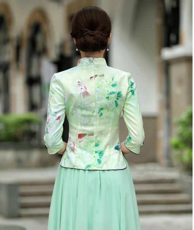 Sheng Coco 9 цветов китайские Топы Ципао Женская футболка Китай Mujer лето узор Cheongsam Китайская традиционная блуза одежда