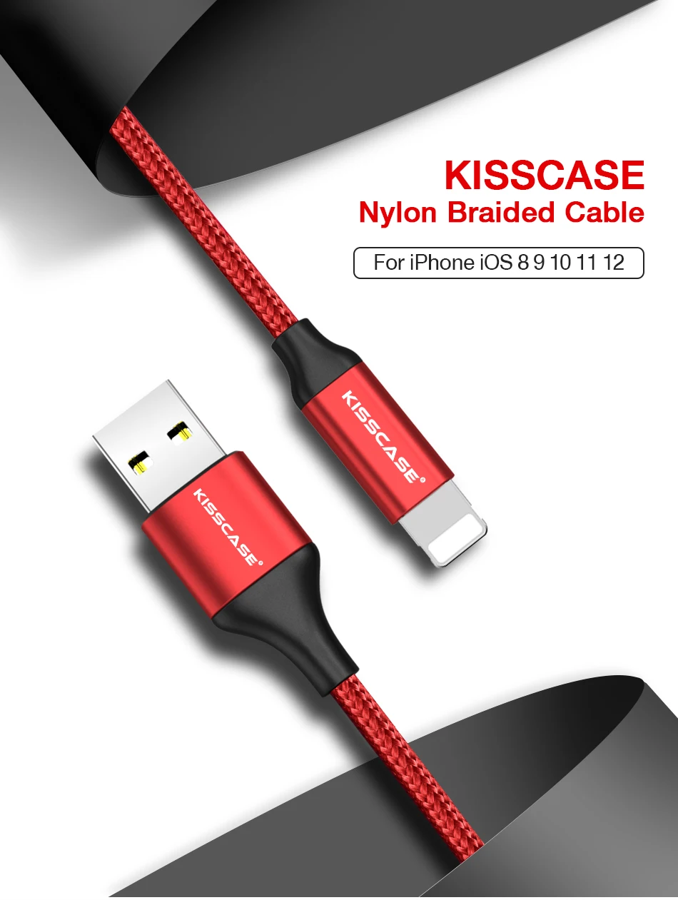 KISSCASE Cable For iPhone XR XS X 7 8 Wire For Charger USB Data Cable For iPhone 6 6S 7 8 USB Charging Cable Phone Cord Adapter