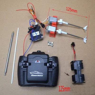 125mm Unchargeable 1 компл. 4ch RC модель лодки наборы Вал+ втулка+ мотор+ пропеллер+ контроллер+ приемник комплект DIY сборка беспроводной делая приводной набор частей - Цвет: 125mm Unchargeable