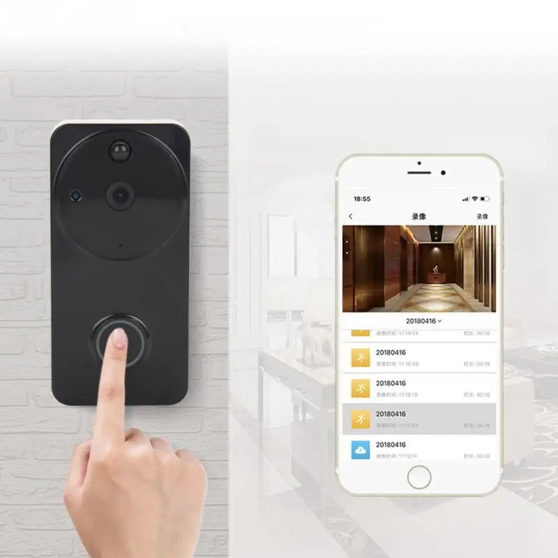 Низкая мощность видеодомофон Wi Fi дверной звонок WIFI Звонок камера для квартиры ИК