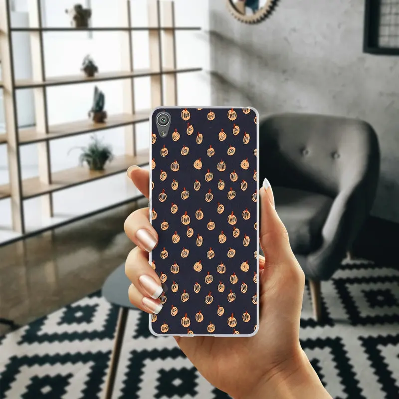 Хэллоуин трюк или лечения тыква летучая мышь Чехлы ТПУ телефон для Sony Xperia E3 E5 T3 M2 M4