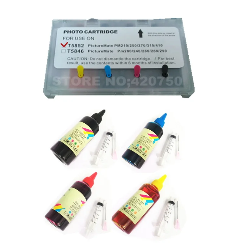 Полный набор чернил перезаправляемый картридж для T5852, T-5852 для Epson PictureMate PM210 PM235 PM250 PM270 PM310 PM215 PM245 и т. д. С ARC - Цвет: T5852 and Ink