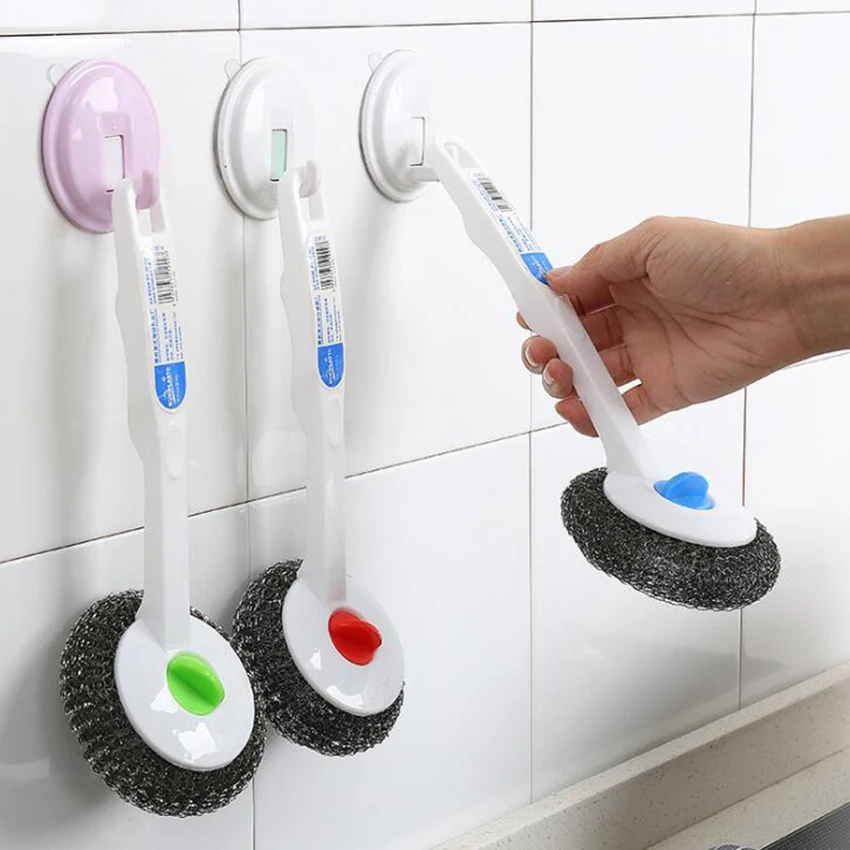 Kitchen Washing Pot Pan Cleaner Strainless Steel Brush Scrubber Home Dish Bowl Wash Cleaning long hand wire Tool | Дом и сад