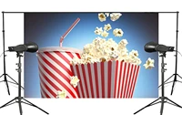 blue background popcorn with cola backdrop studio props wall 150x220cm childrens paradise mural backdrop
