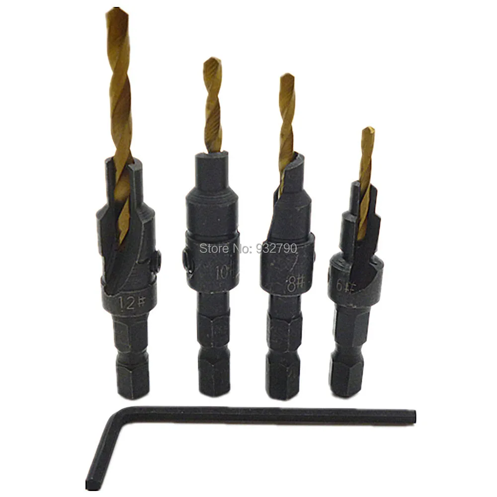 4 шт. ti зауженные детализации зенковки Бурильные долото винт комплект Wood