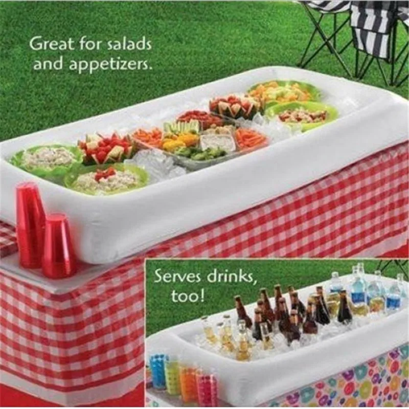 Inflatable Beer Table Pool Air Mattress Party Food Drink Holder Ice Bucket Serving/salad Bar Tray For Beach |